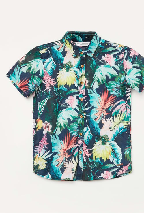 FAME FOREVER Boys Tropical Print Shirt