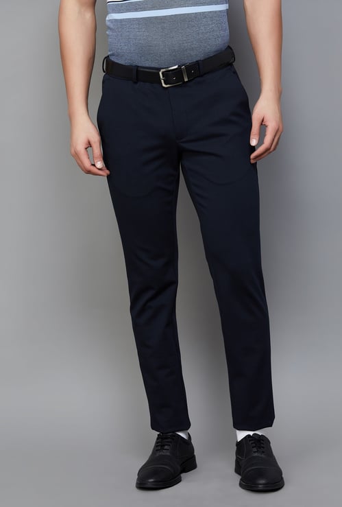 LOUIS PHILIPPE Solid Slim Tapered Formal Trousers