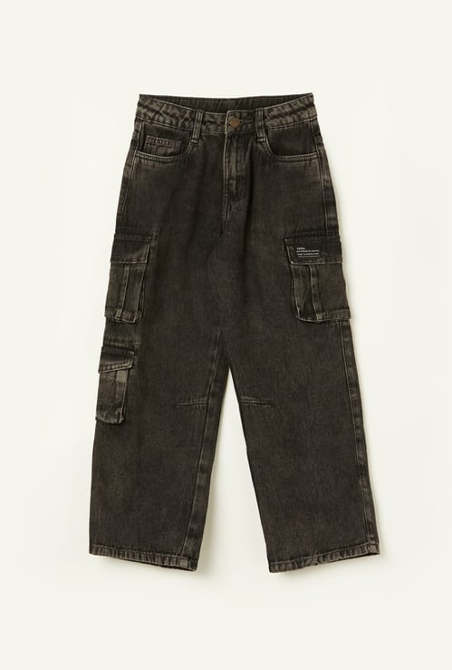 FAME FOREVER Boys Washed Cargo Jeans