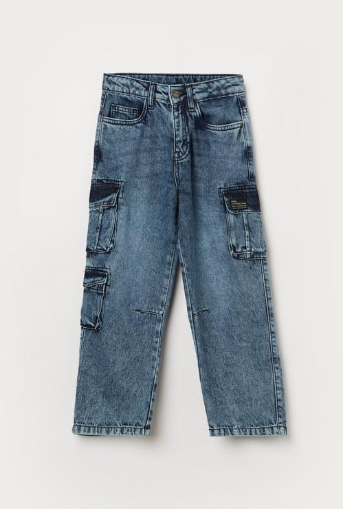 FAME FOREVER Boys Washed Cargo Jeans