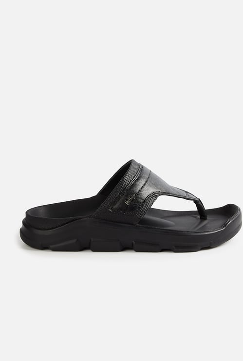 LEE COOPER Leather V-strap Slides