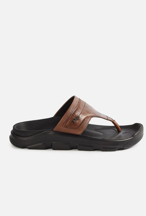 LEE COOPER Leather V-strap Slides