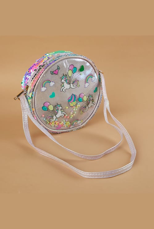 GINGER Unicorn Print Circle Sling Bag