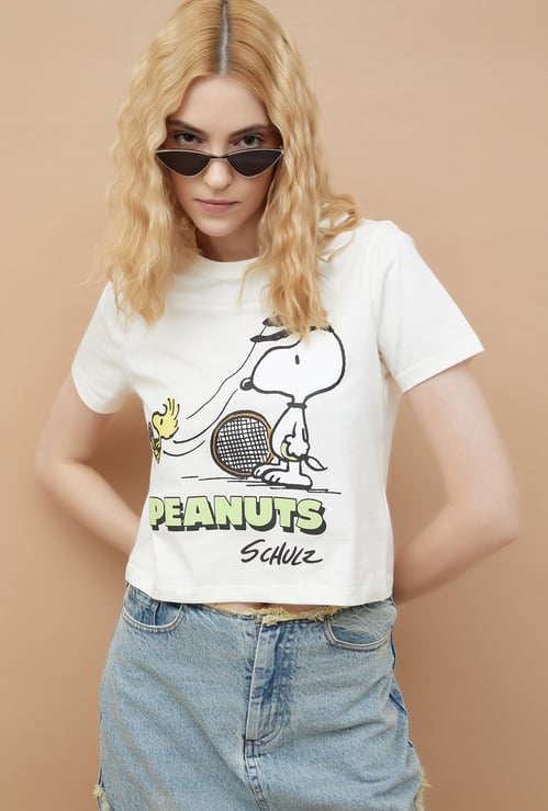 GINGER Snoopy Print Crop T-shirt