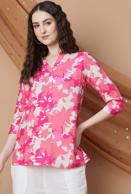 MELANGE Floral Print Straight Kurti