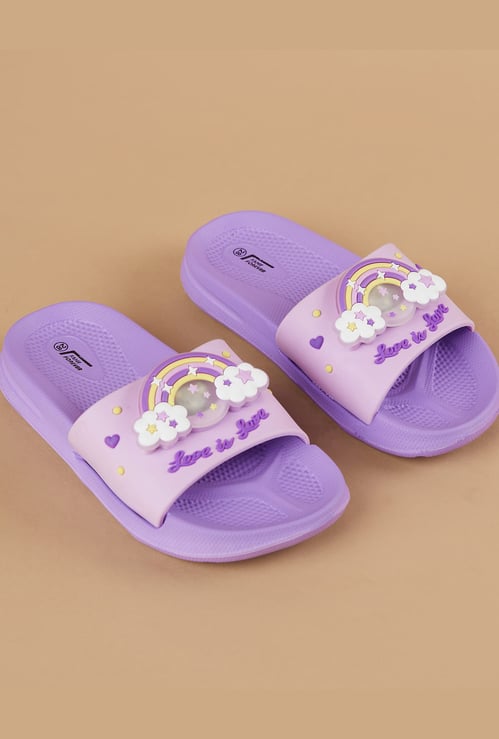 FAME FOREVER Girls Rainbow Applique Sliders