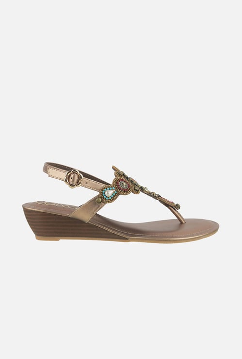 CATWALK Embellished T-Strap Wedges