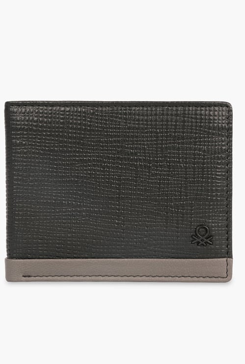 UNITED COLORS OF BENETTON Textured Bi-Fold Leather Wallet