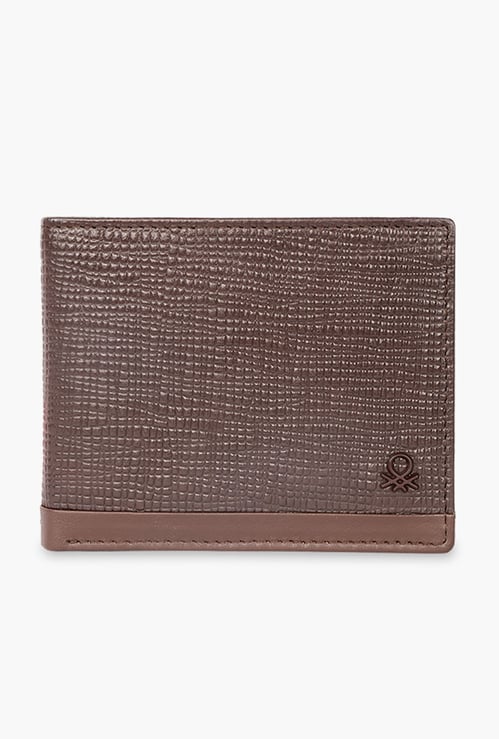 UNITED COLORS OF BENETTON Textured Bi-Fold Leather Wallet