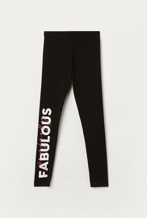FAME FOREVER Girls Typographic Print Elasticated Leggings