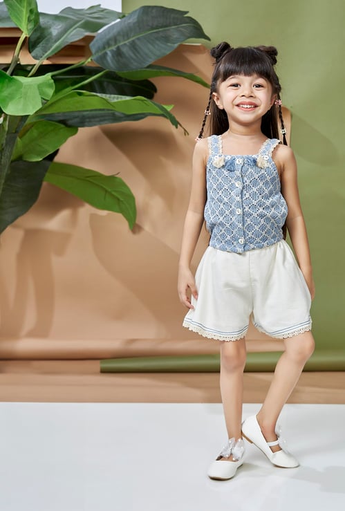 PEPPERMINT Girls Crochet Top with Shorts