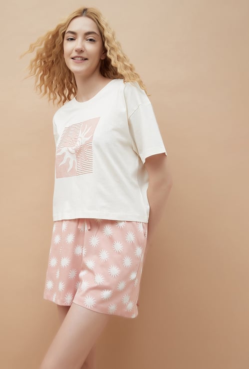 GINGER Printed T-Shirt with Shorts