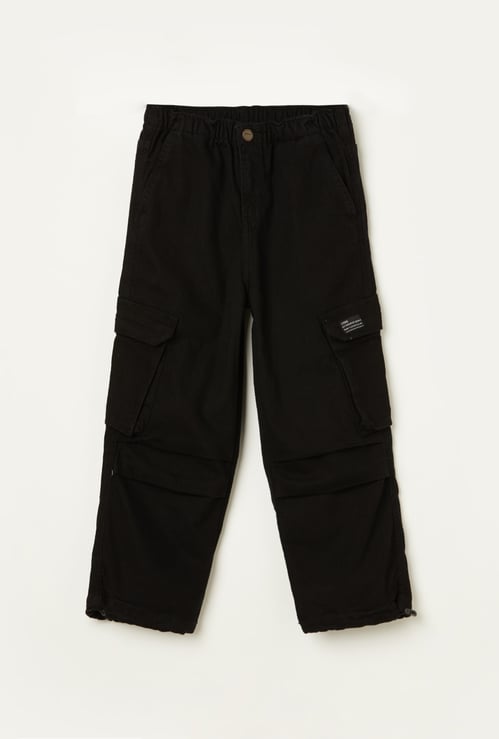 FAME FOREVER Boys Solid Slim Straight Cargo Jeans