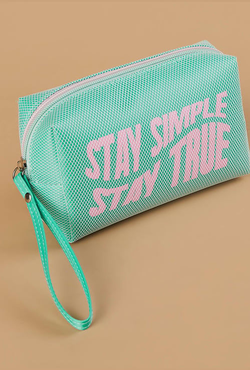 FAME FOREVER Printed Net Vanity Pouch