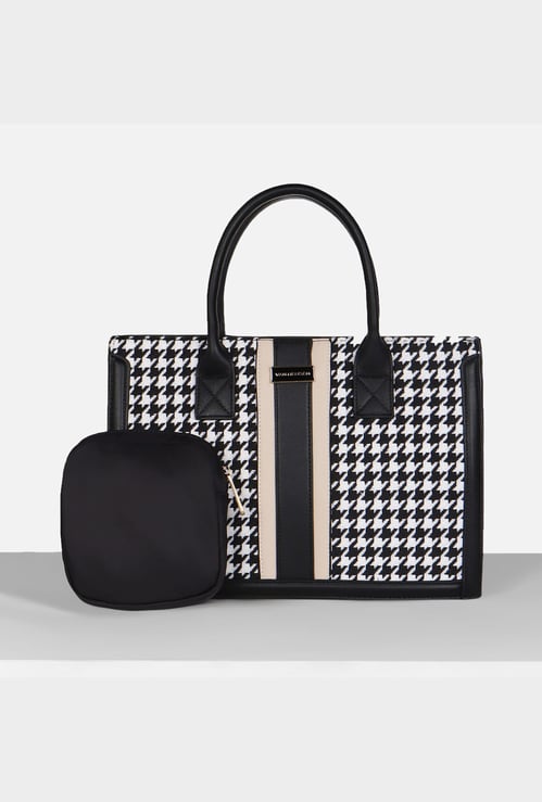 VAN HEUSEN Houndstooth Handheld Bag with Pouch