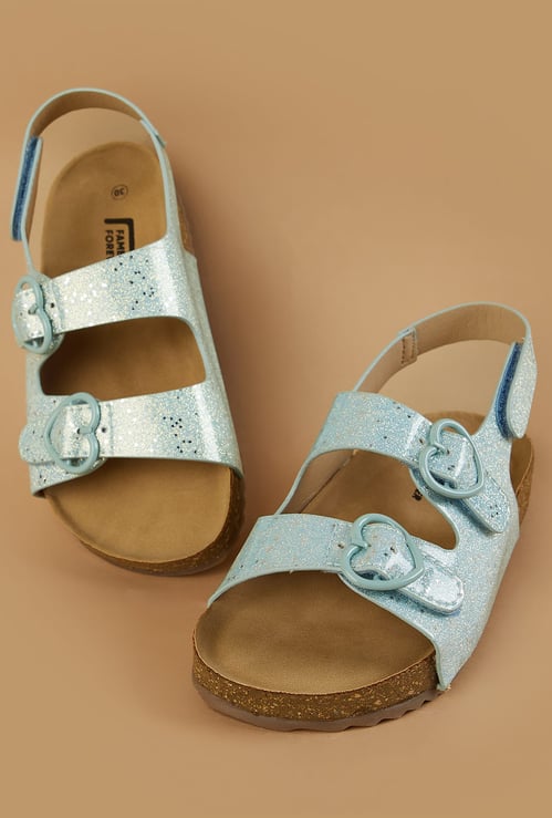 FAME FOREVER Girls Sparkly Sandals with Velcro Strap