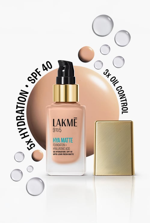 LAKME 9to5 Hya Matte Foundation + Hyaluronic Acid - Warm Sand - 25ml
