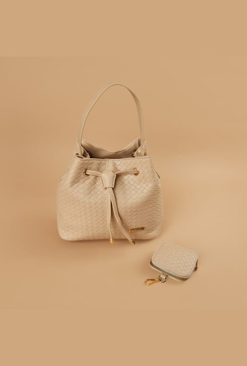 CODE Patterned Shoulder Bag with Coin Pocket