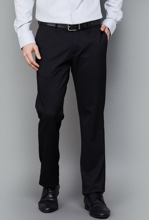BLACKBERRYS Patterned Slim Straight Formal Trousers