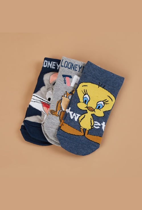 FAME FOREVER Looney Tunes Print Ankle-Length Socks - Pack of 3