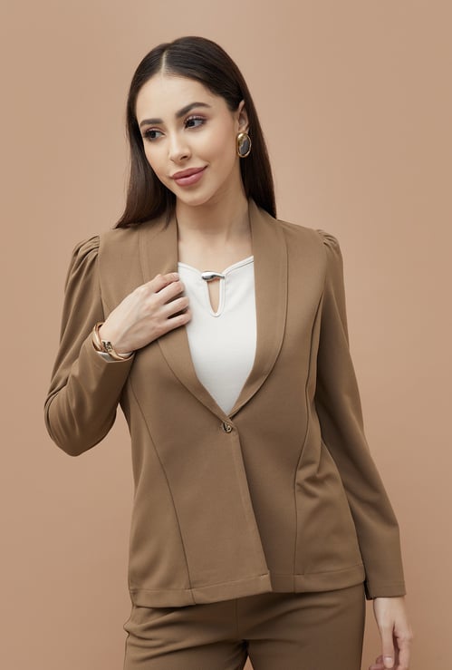 CODE Panelled Shawl Collar Single Breasted Blazer