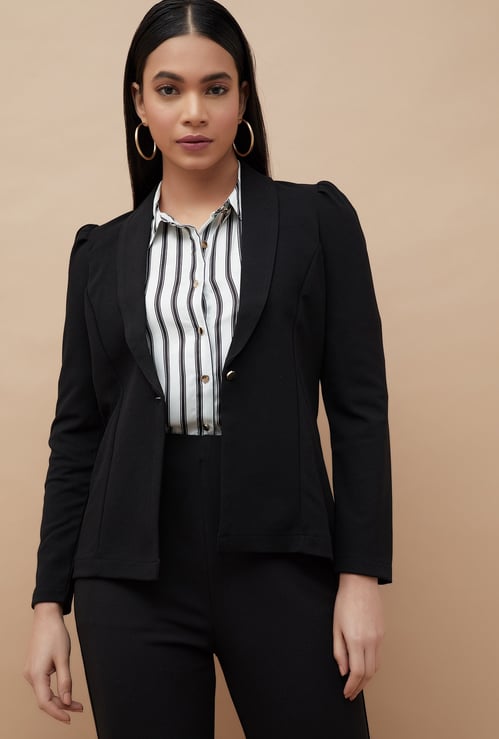 CODE Panelled Shawl Collar Single Breasted Blazer