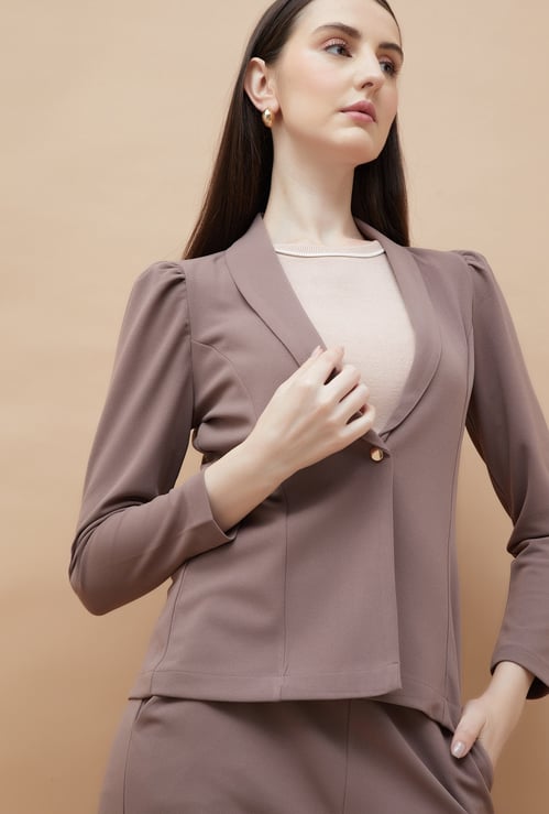 CODE Panelled Shawl Collar Single Breasted Blazer