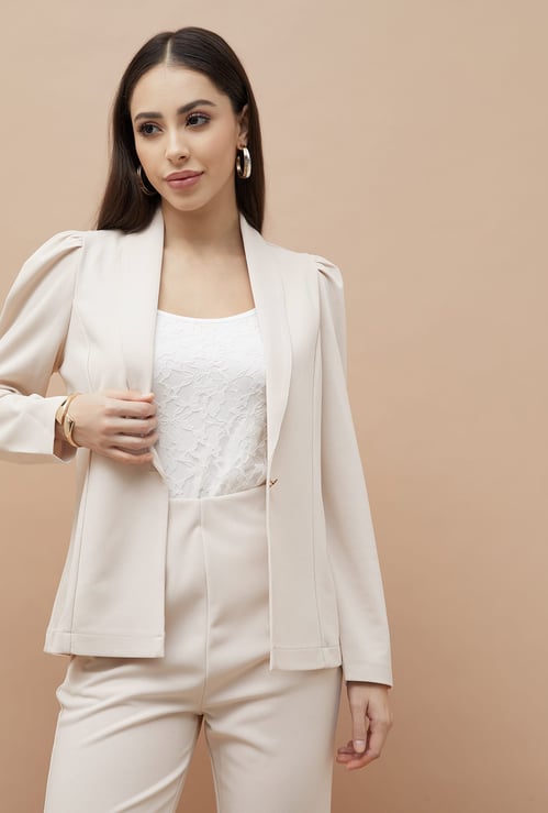 CODE Panelled Shawl Collar Single Breasted Blazer