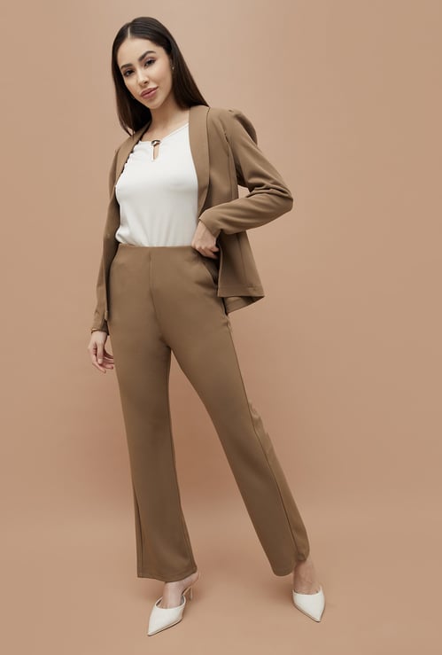 CODE Solid Flared Trousers