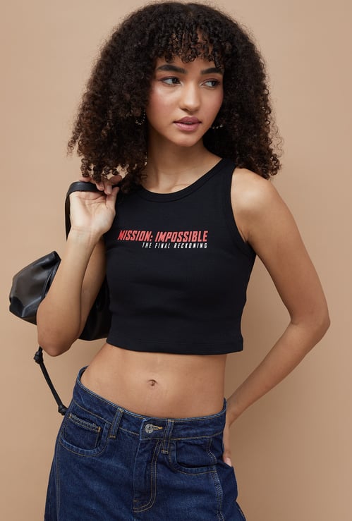 GINGER Mission Impossible Print Crop T-shirt