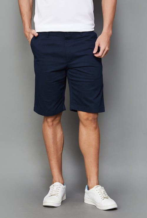INDIAN TERRAIN Textured Slim Fit Shorts