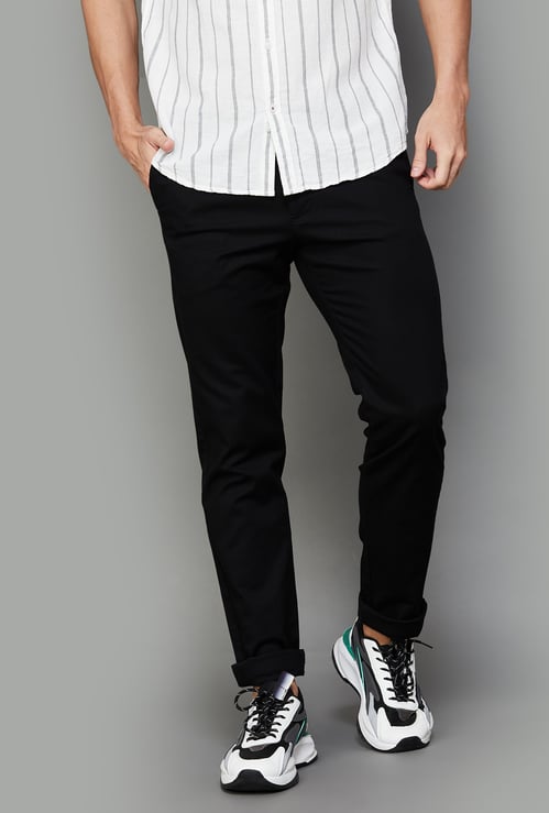 INDIAN TERRAIN Solid Brooklyn Trousers (Slim Straight)