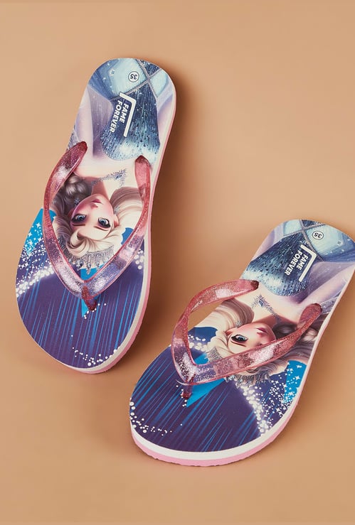 FAME FOREVER Girls Elsa Print Flip Flops