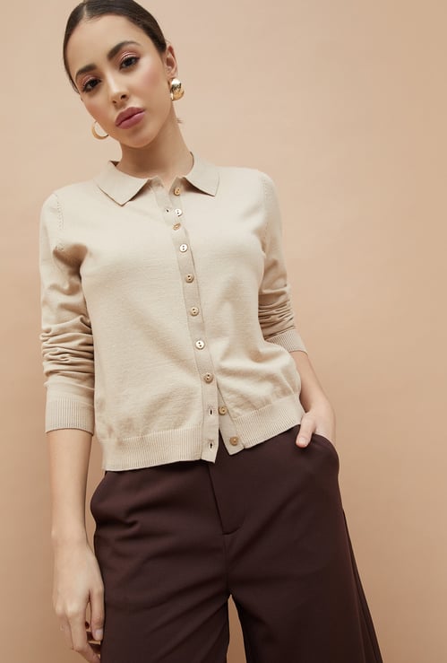 CODE CLASSIC Knitted Shirt Style Top