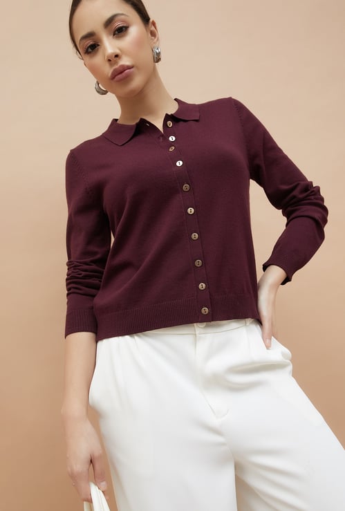 CODE CLASSIC Knitted Shirt Style Top
