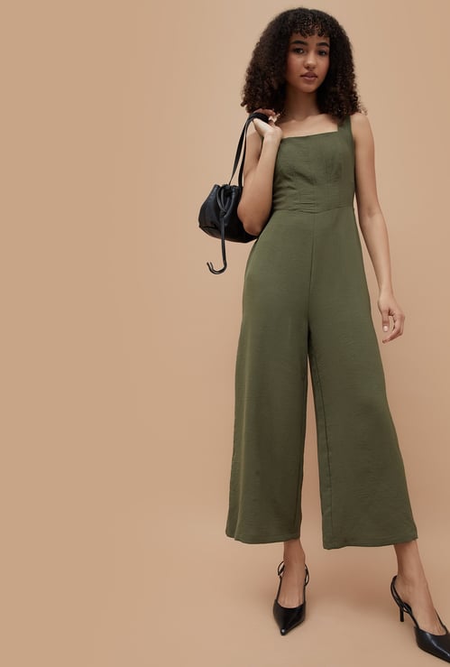 GINGER Textured Wide Leg Jumpsuit