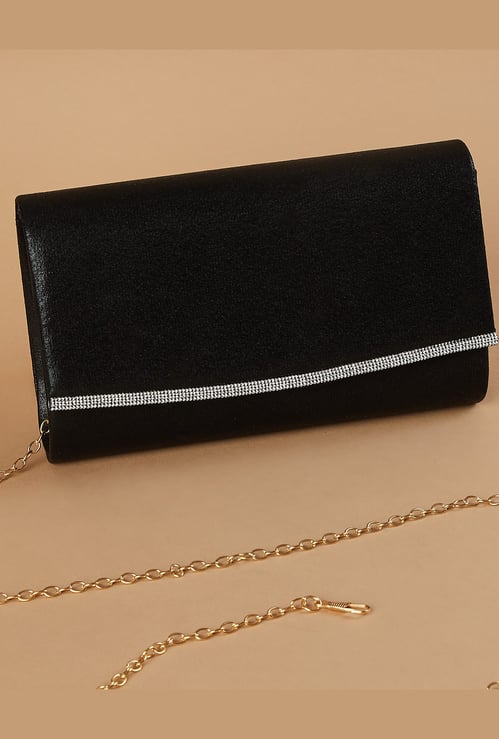 CODE Textured Fold-Over Clutch with Sling