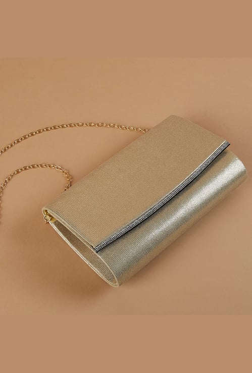 CODE Textured Fold-Over Clutch with Sling