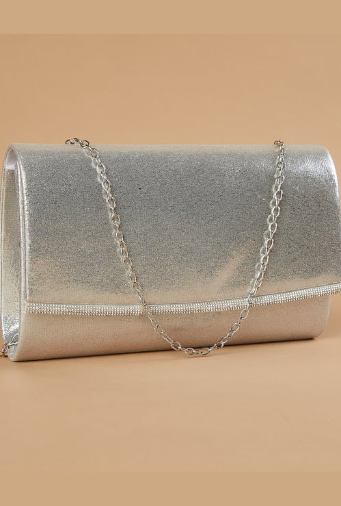 CODE Embellished Fold-Over Clutch with Sling