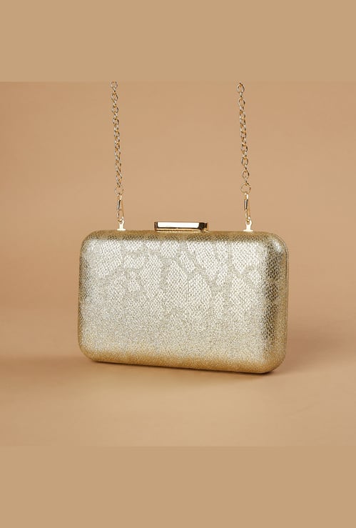 CODE Textured Box Clutch with Sling