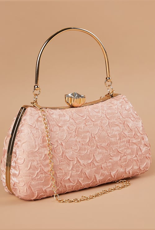 CODE Patterned Clutch with Chain Strap