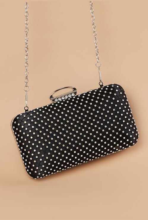 CODE Embellished Clutch with Sling