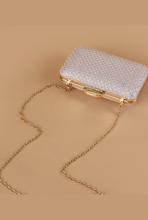 CODE Embellished Clutch with Sling