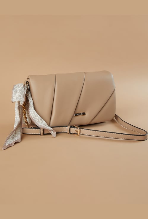 CODE Quilted Sling Bag with Scarf Detail
