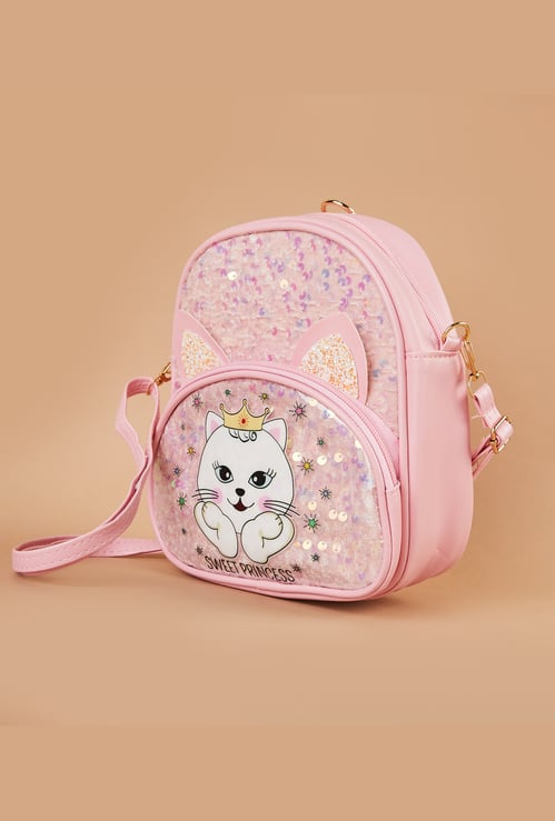 GINGER Sequinned Backpack with Appliqued Details