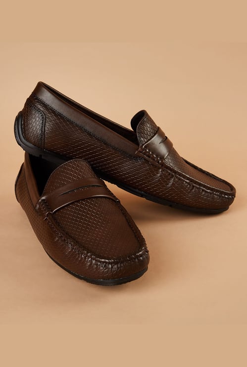 CODE Patterned Penny Loafers