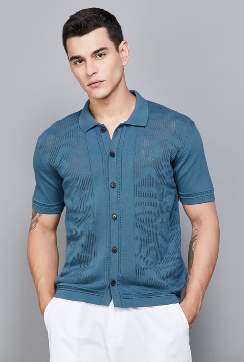 FAHRENHEIT Patterned Knit Regular Fit Shirt