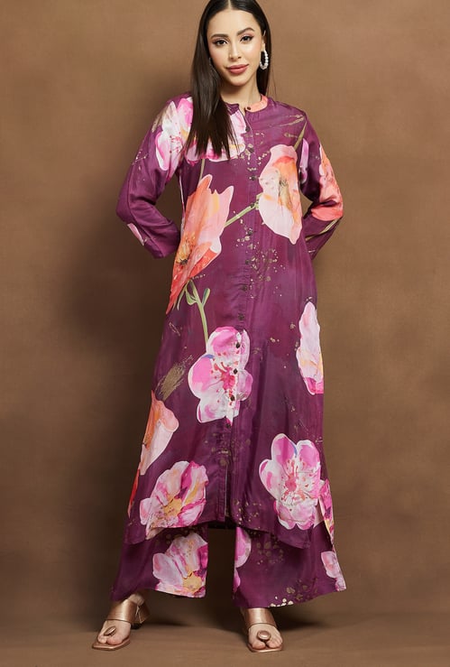 MELANGE Floral Print Straight Kurta Set