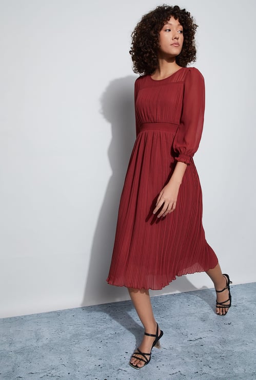 CODE Solid Fit and Flare Dress