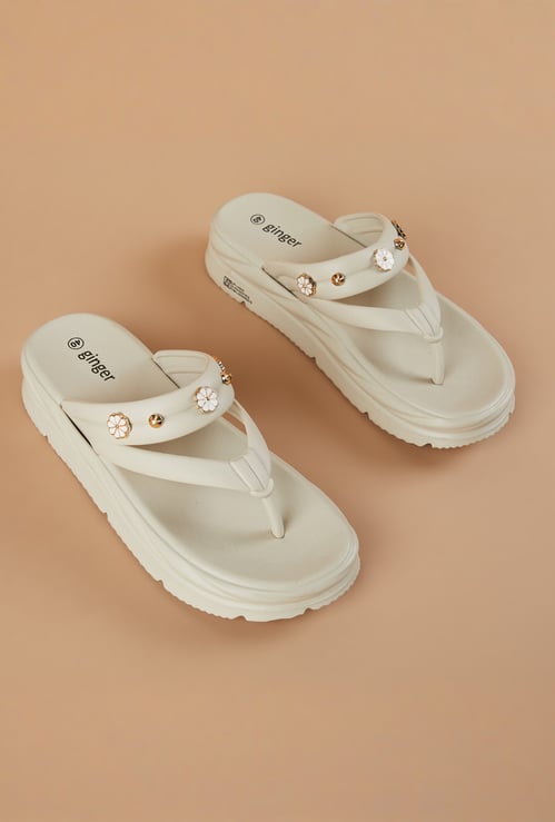 GINGER Thong Sandals with Charm Accents